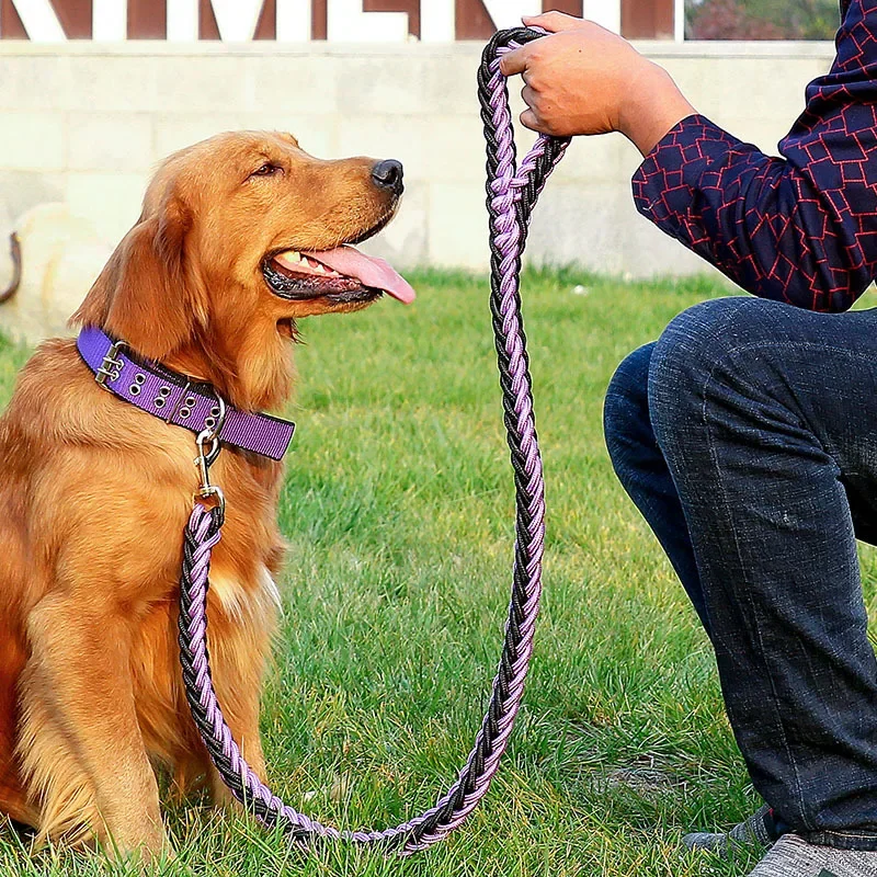 1.3m Durable Nylon Dog Collar Leash Set Traction Rope Medium Big Dog Walking Accessories Labrador Husky P-Chain Harness
