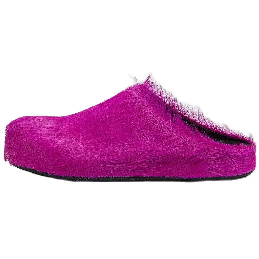 Italy Fur Horse Hair Slippers Women 2023 Winter Casual Runway Flat Mules Moccasins Men Shoes Leisure Real Leather Women Slippers