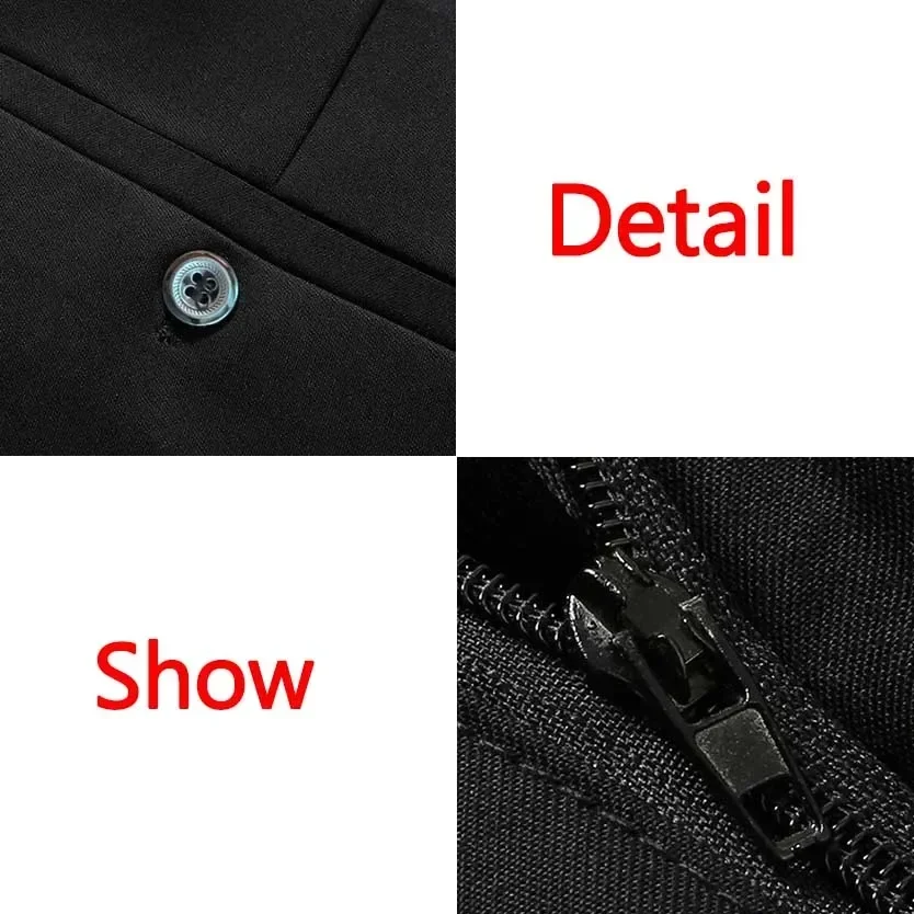 2pcs Big Size Men's Business Pants Plus Size 40-52 95-155kg Formal Work Long Pants Elastic Waist Suit Pants Casual Trousers 6