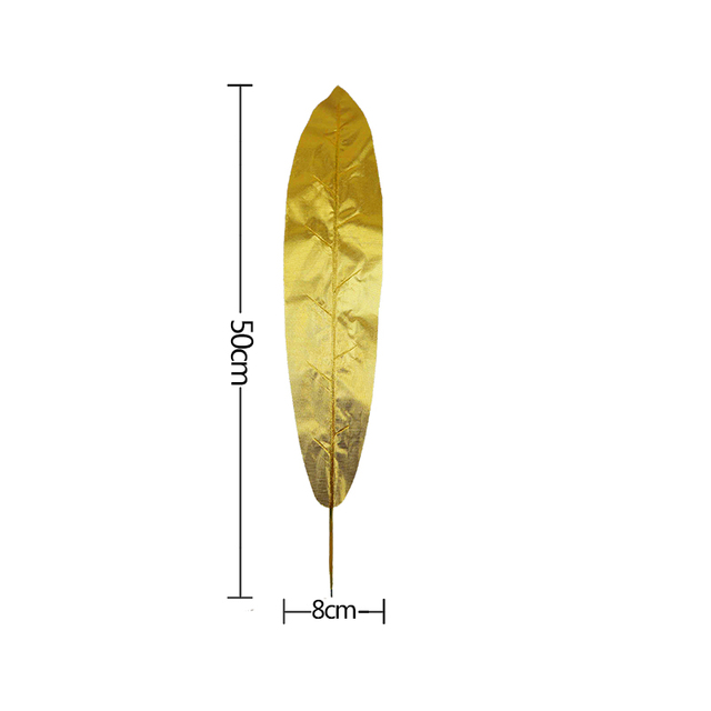 Gold Artificial Monstera Tropical Plam Tree Leaves Photography Background Fake Plant Wedding Birthday Party Home Decoration