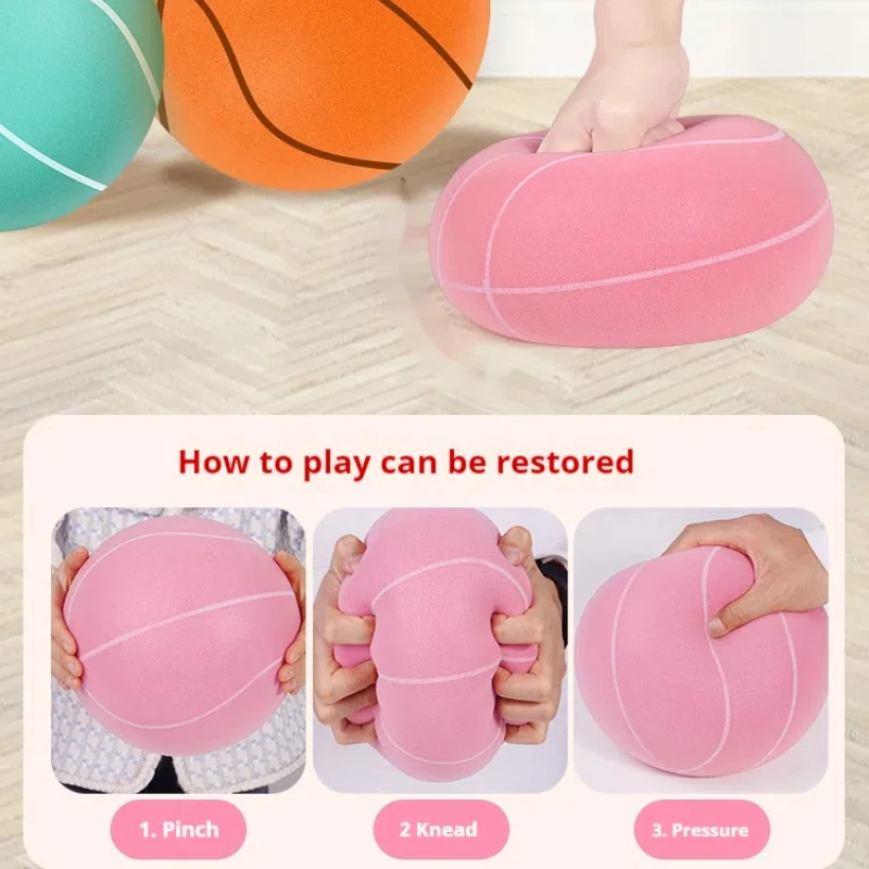 Size 7 Silent Basketball Indoor Mute Beat Ball Soft Foam Football For Kids Adult Home Entertainment Sports Elastic Ball Toy