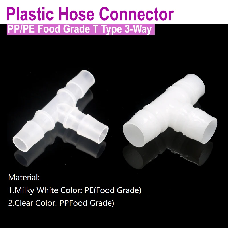 

10Pcs Dia 3.2mm~25mm Tee Plastic Hose Connector Aquarium Tank Adapter Air Pump Hose Pagoda Joints Garden Irrigation Hose Barb
