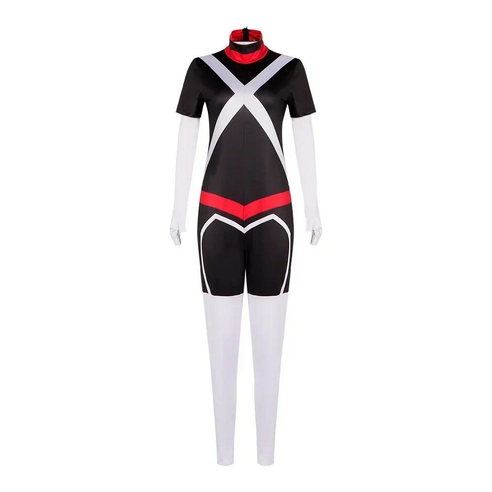 Anime Hazbin Vaggie Cosplay Costume Adult Women Jumpsuit Black Bodysuit Top Pants Halloween Outfit Uniform Performance