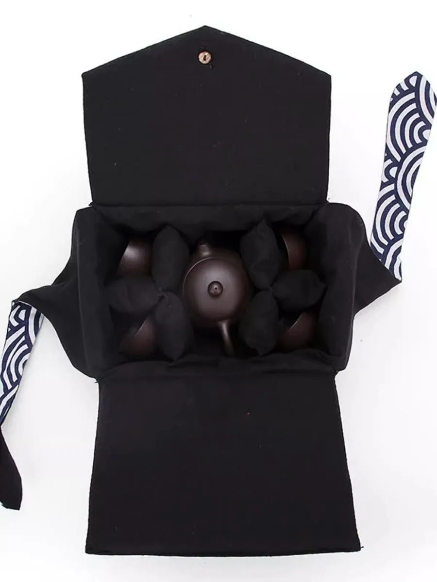 Portable Travel Storage Bag, Cotton and Linen, 1 Pot 4 Cups Tea Set Cloth Bag, Tea Cup Tea Pot Bag, Portable Tea Cozies Bag