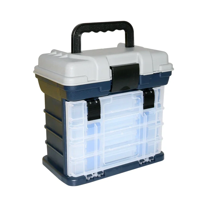 4-laags visgerei doos, grote draagbare utility visgerei doos, plastic handvat karper visgerei gereedschap, kan bevatten