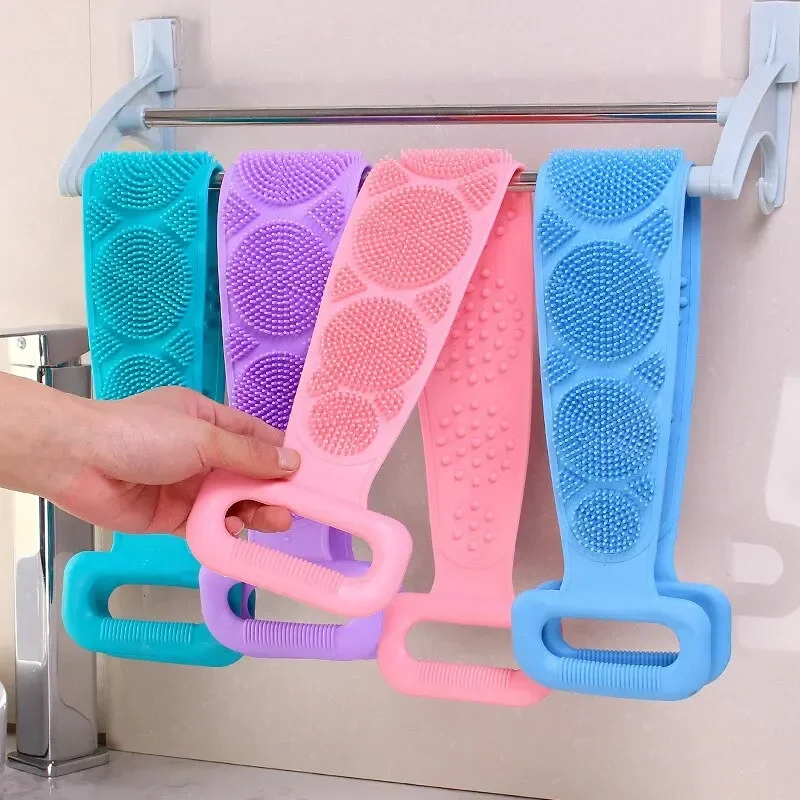 Description Picture 3 of itemBody Silicone Brushes Bath Towels Scrubber Rubbing Bac KDead Skin Scrubbing Towel Massage Shower Belt Extended Skin Clean Brush