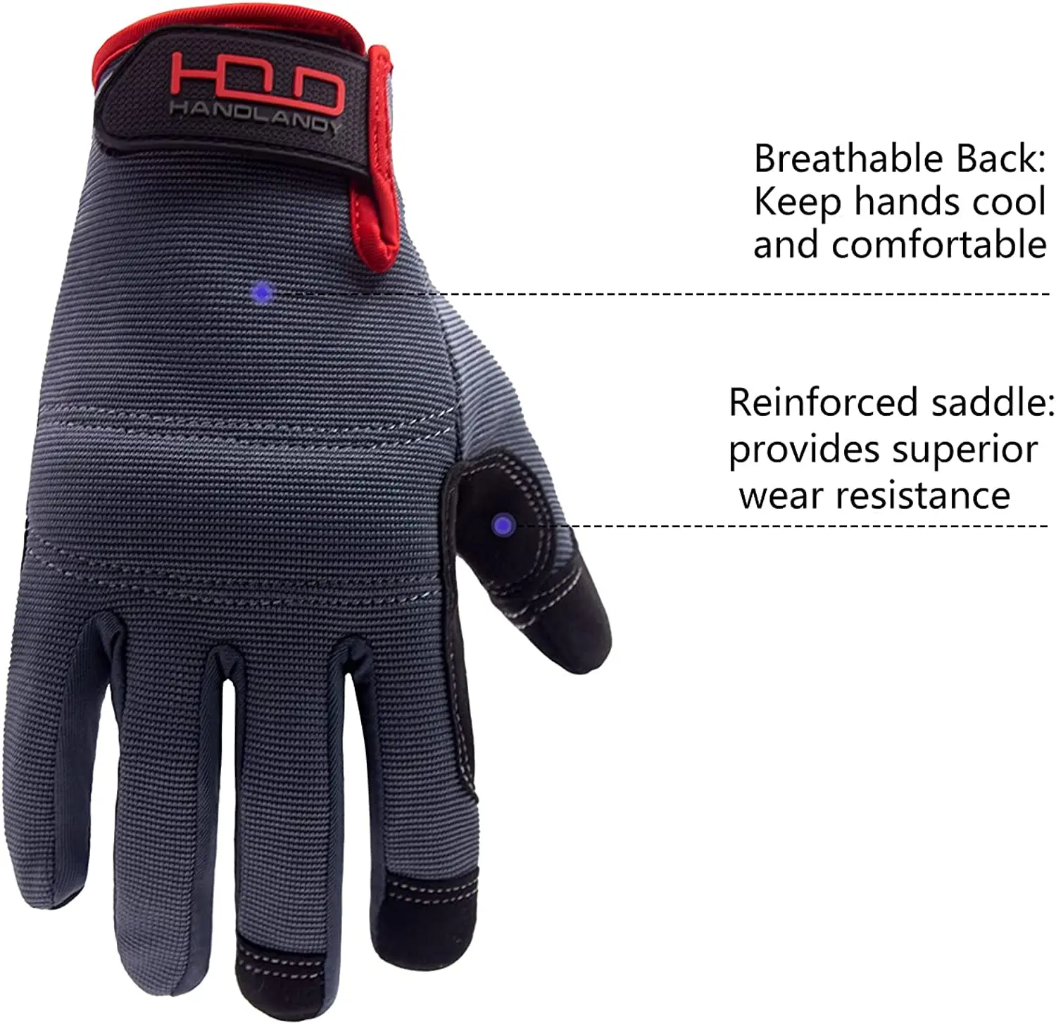 Work Gloves HANDLANDY Microfiber fabric Padded Knuckles & Palm construction Mechanic safety Touch Screen work gloves work gloves protective gloves