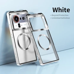 Shockproof Magnetic Translucent Matte Case with Anti - Fingerprint Aluminum Frame for ZTE nubia Z70S Ultra (Silver)