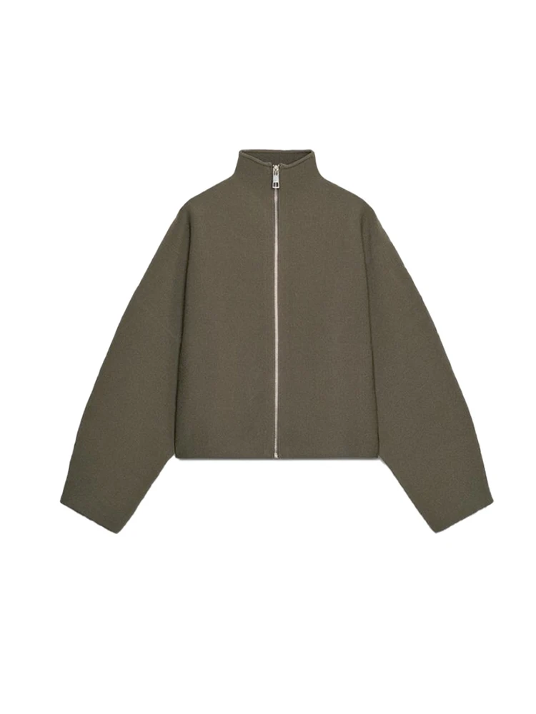 849730-5b5c99.jpg Vintage Stand Collar Women's Cropped Jacket Zipper Loose Full Sleeve Thick Warm Coat 2025 Autumn Winter Lady New in Outwear - Image 1