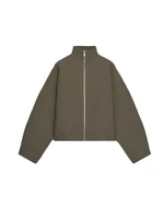 Vintage Stand Collar Women's Cropped Jacket Zipper Loose Full Sleeve Thick Warm Coat 2025 Autumn Winter Lady New in Outwear