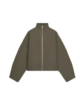 Veste courte Vintage à col montant pour femme, manteau ample et chaud avec fermeture éclair, manches longues, épais et chaud, nouvelle collection automne-hiver 2025