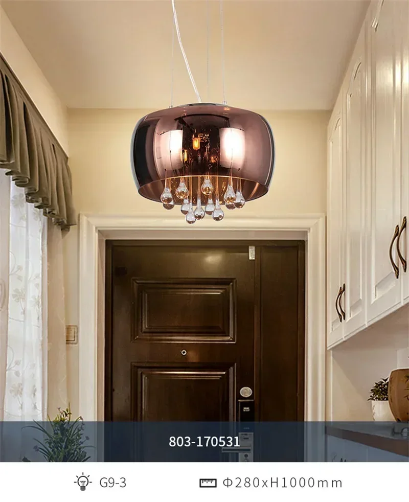 Description Picture 6 of itemModern Luxury Crystal Glass Chandelier for Living Room Smoke Cognac Ceiling Light Hanging Lighting Fixtures Glass Pendant Lamp