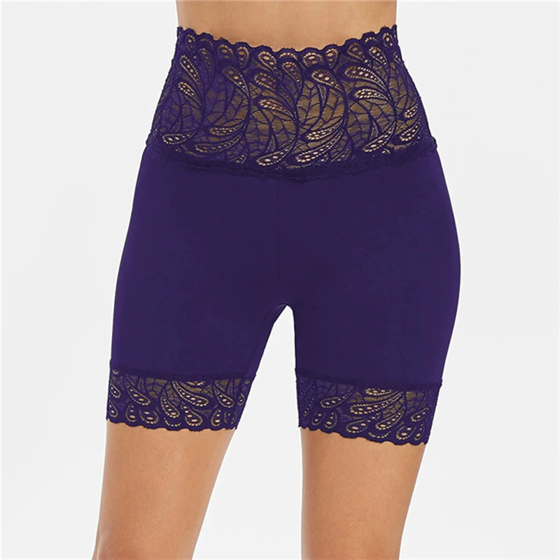 

Women Short Leggings With Lace Trim Under Skirt Pants High Waist Solid Soft Stretch Female panties Short Bottoming