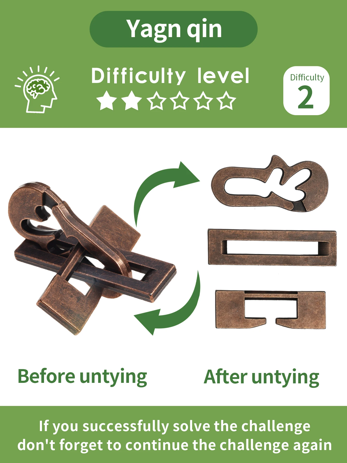 Puzzle Unlocking Toy TianDi LuBan Lock KongMing Training Reaction Ability Smart Play Educational Game for Kids