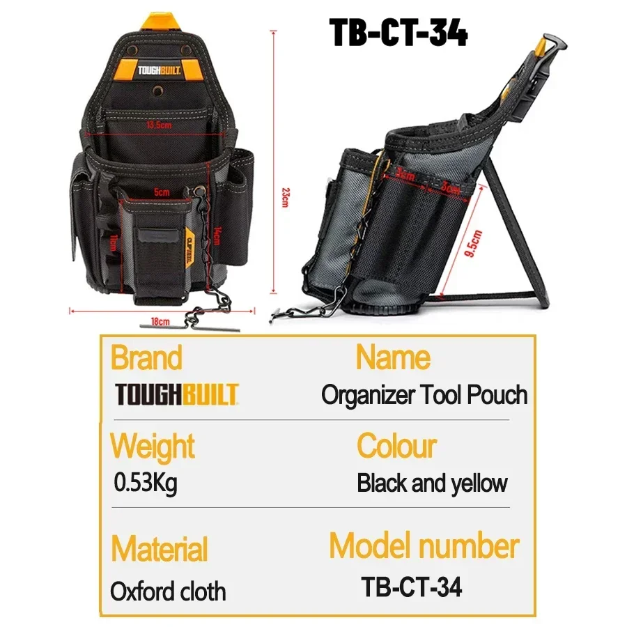 Electricians Pouch for Tool Belt 13 Pockets and Loops ToughBuilt TB-CT-34