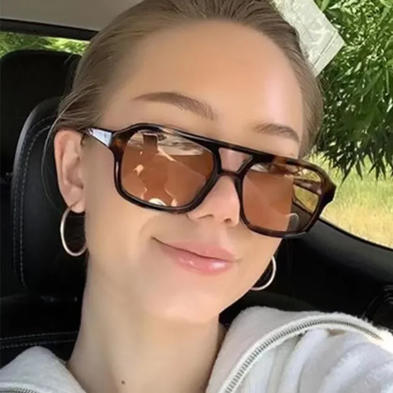 NEW Double bridge square Women Sunglasses Vintage Brand Designer Men Sun Glasses Shades Female Exaggerated oversize sunglasses