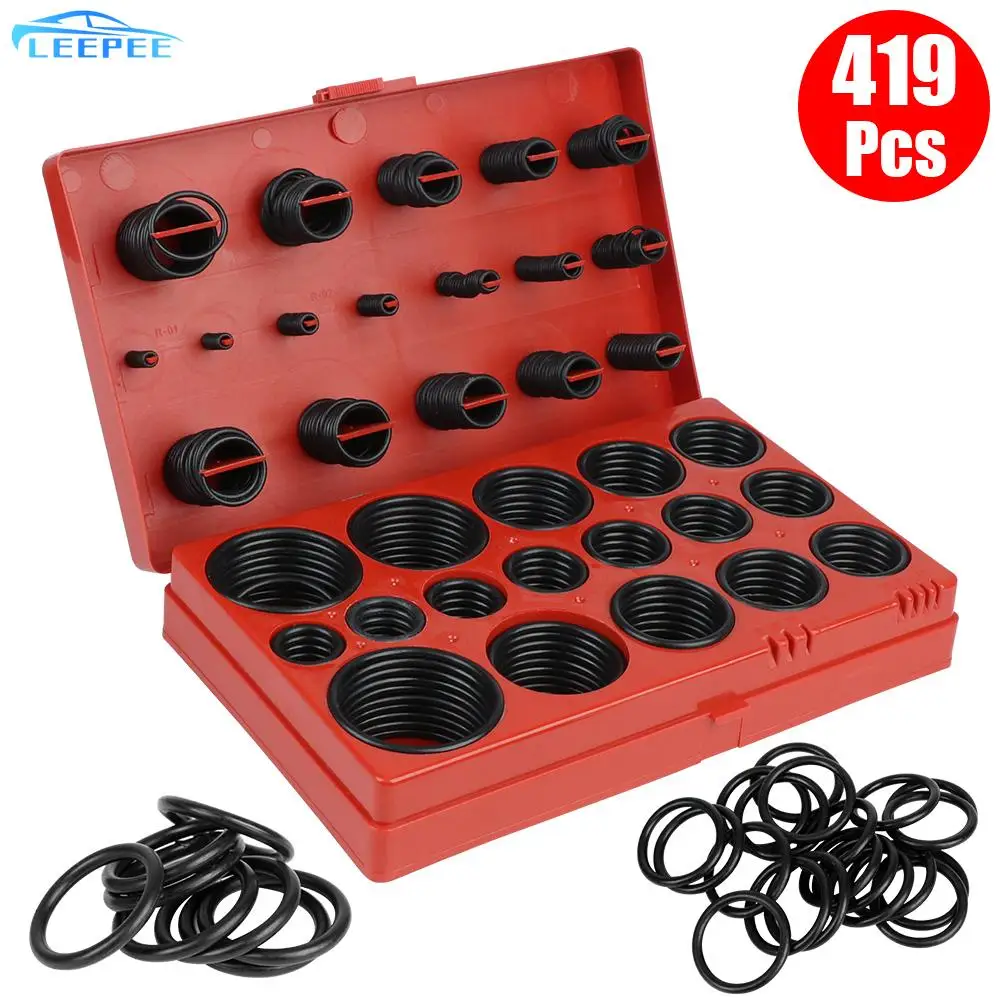 

O-Shape Sealing Ring 419 Pieces For Car Garage Plumbing Pipeline Assorted Rubber O-Rings Oil Resistance With Plastic Box