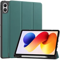 Premium PU Leather Folio Case with Pencil Holder for Redmi Pad 2 Pro (Dark Green)