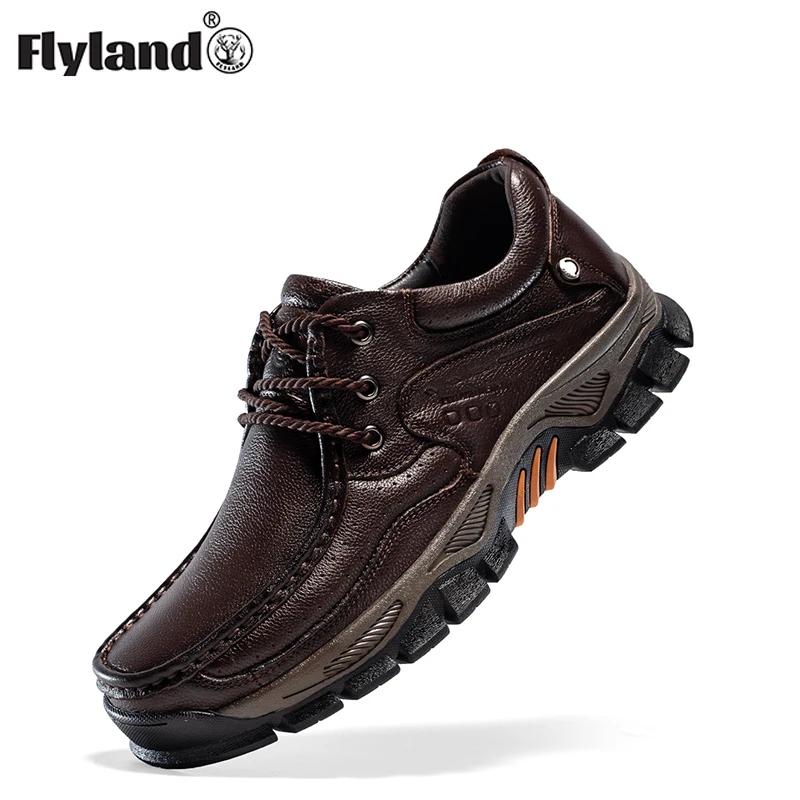 FLYLAND Men Casual Shoe Male Genuine Leather Shoes Plus Size Men's Loafers Office Business Casual Shoes Zapatos De Vestir Hombre men casual shoes loafers sneakers 2020 new men fashion leather comfortable loafers casual shoes zapatos de hombre men shoe
