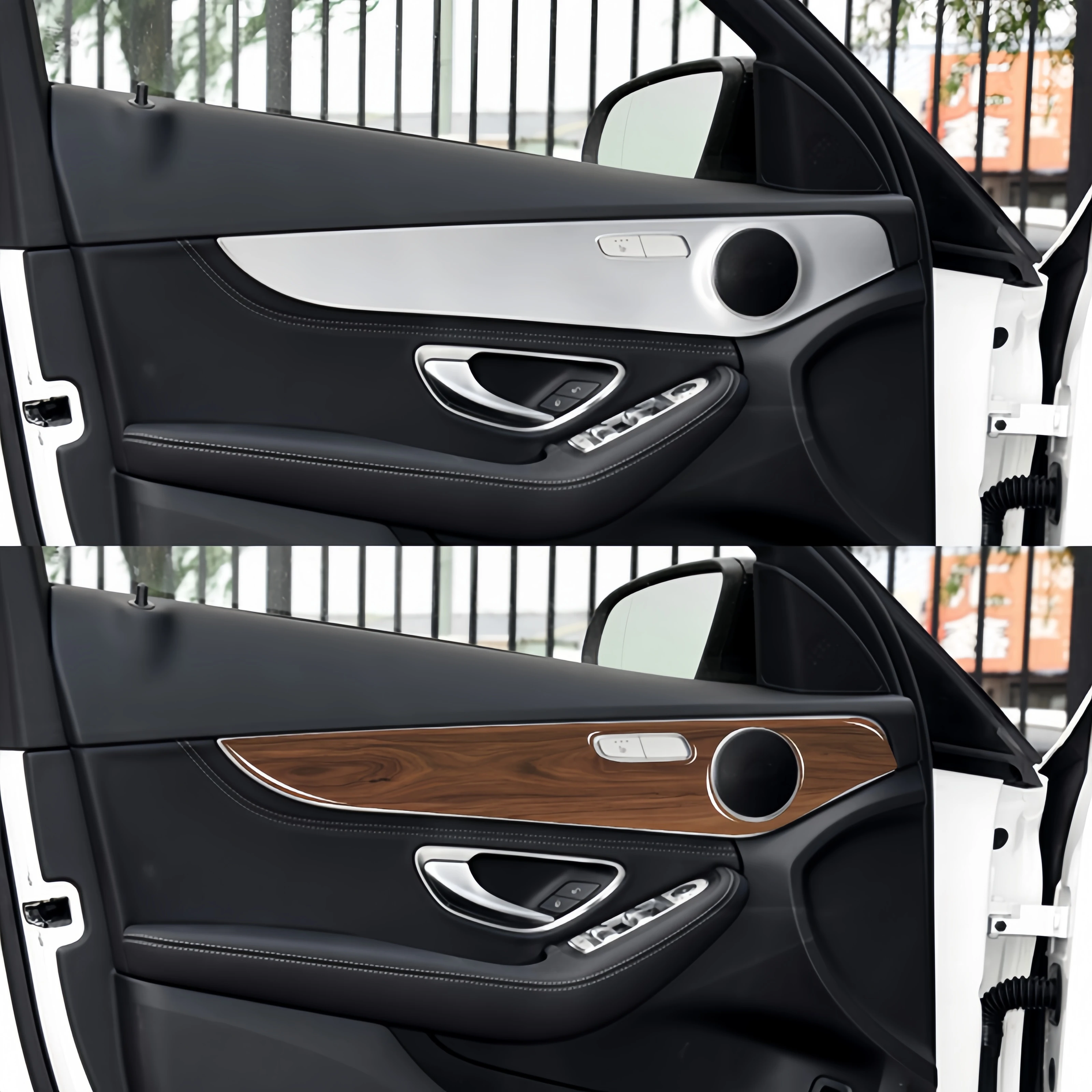 ドアトリムパネル メルセデス・ベンツ C/GLCクラス 用 インナードアパネル ガーニッシュ カバー 4P 木目調 メルセデスベンツGLCクラスX253 200 250 300の外部窓柱パネルトリム* 8