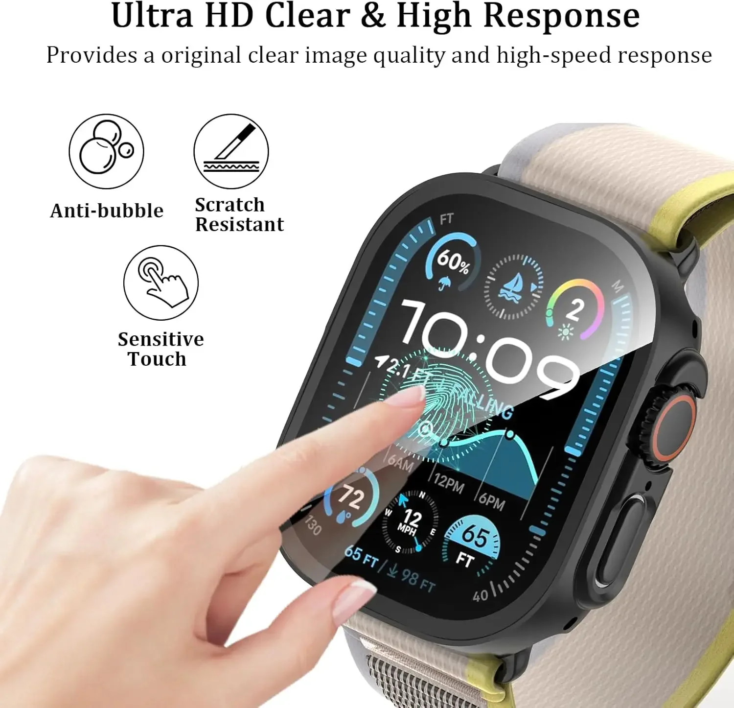 Tempered Glass PC Case & Bumper Shell for Apple Watch 49mm - Premium Screen Protector Cover
