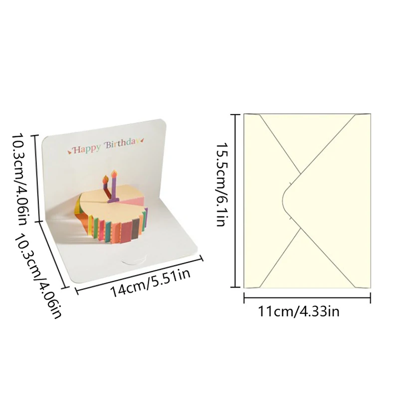 3D Happy Birthday Card Cake Flower Card With Envelope Funny Birthday For Women Men Kid Friends Greeting Cards Gift Party greeting cards