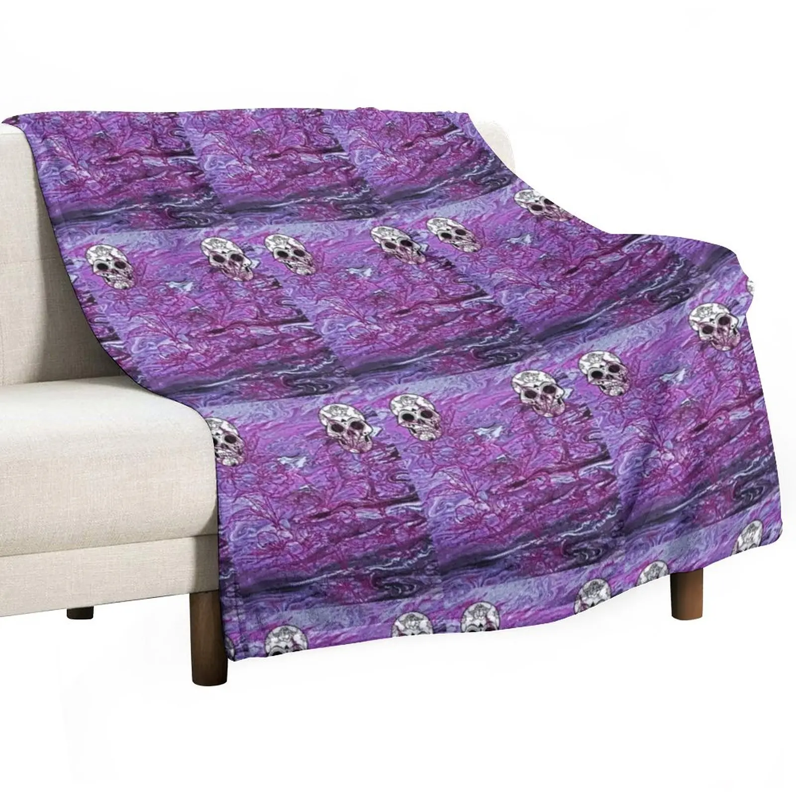 

Skulls and Roses Purple Throw Blanket Thermal Blankets For Travel Soft Blanket Comforter Blanket manga