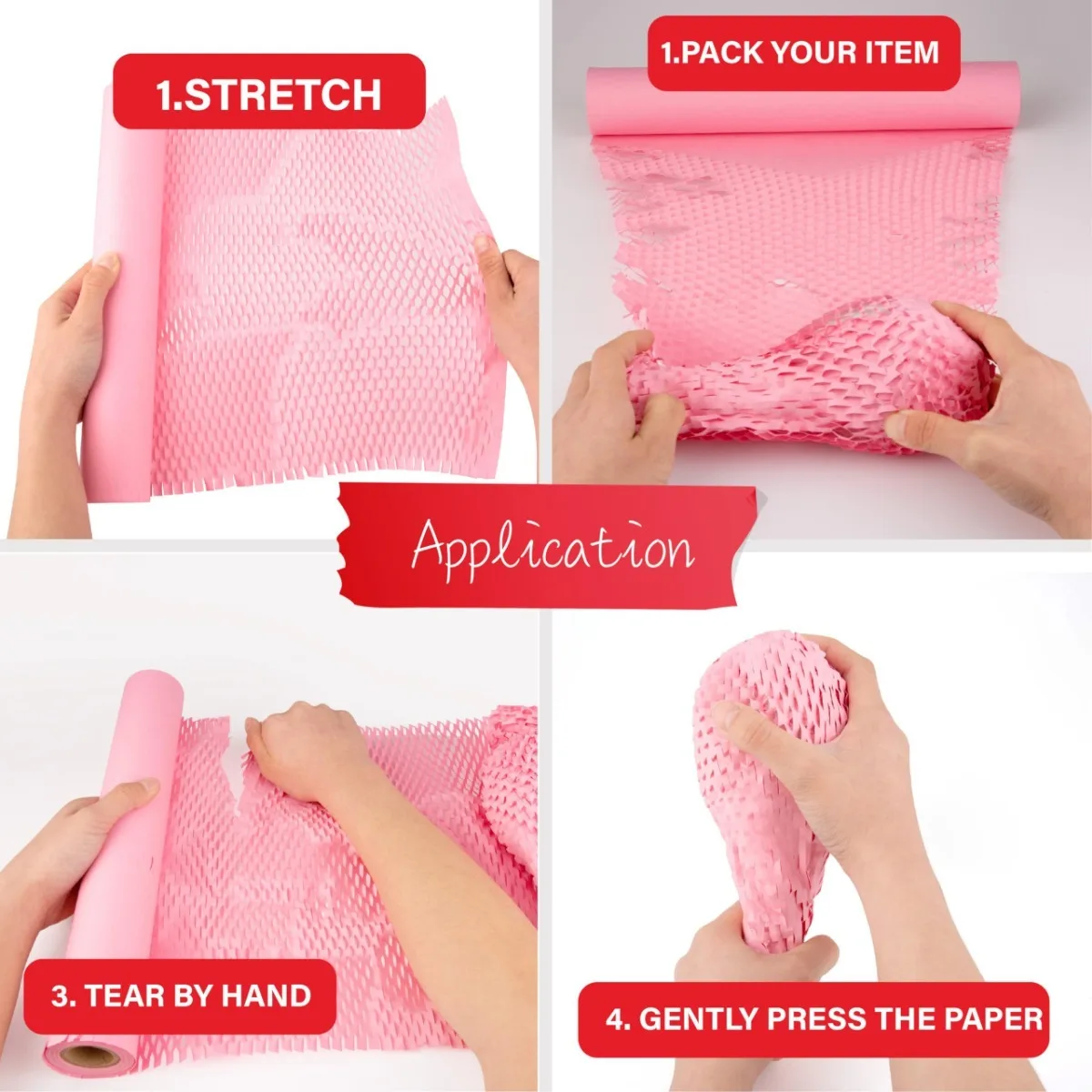 Pink Honeycomb Cushion Wrapping Paper For Protecting Fragile Items, Honeycomb Packaging Paper, Transportation Protection