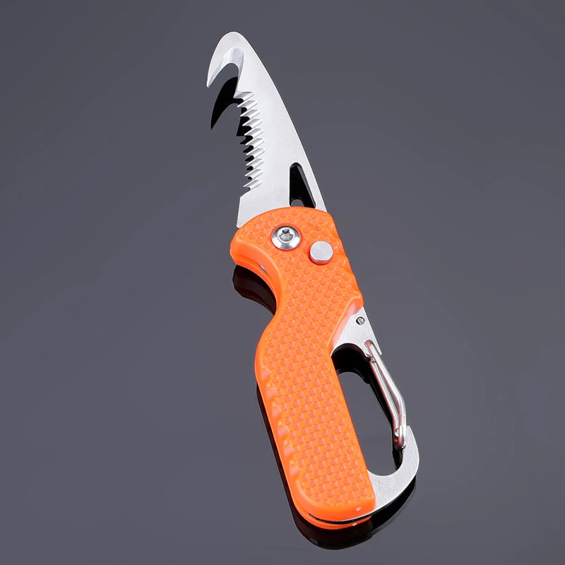 Parcel Knife 1pc Portable Multi-functional Parcel Knife Keychain Serrated Hook Unpacking Emergency Survival Box Opener