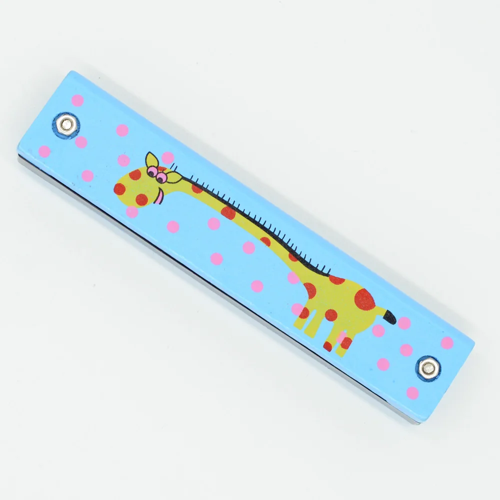 Diatonic Harmonica Chromatic Harmonica Kids Harmonica Mouth Harp 16 Holes Wooden Double Row Blowable Cute Cartoon Pattern Color