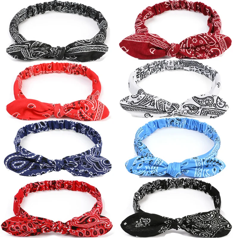 Boho Frauen Weiche Solid Print Stirnbänder New Vintage Kreuz Knoten Elastische Hair Turban Bandanas Mädchen Haar Hände Haar Zubehör – Detail 4