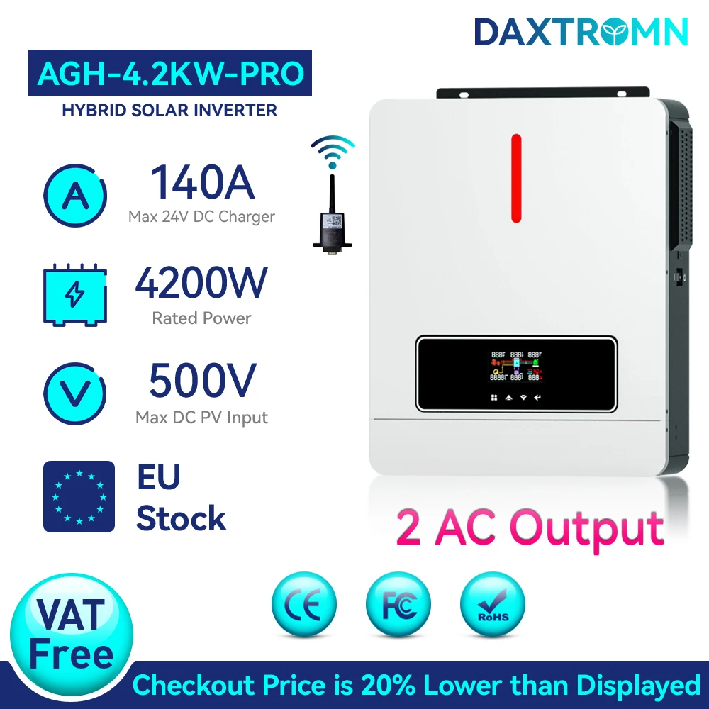 Daxtromn 4200 W 6200 W Grid Tie Hybrid Solar Inverter 48 V 220 V 500 VDC  120 A MPPT Solar Controller Dual Ausgang Photovoltaik Inverter Von 474,33 €
