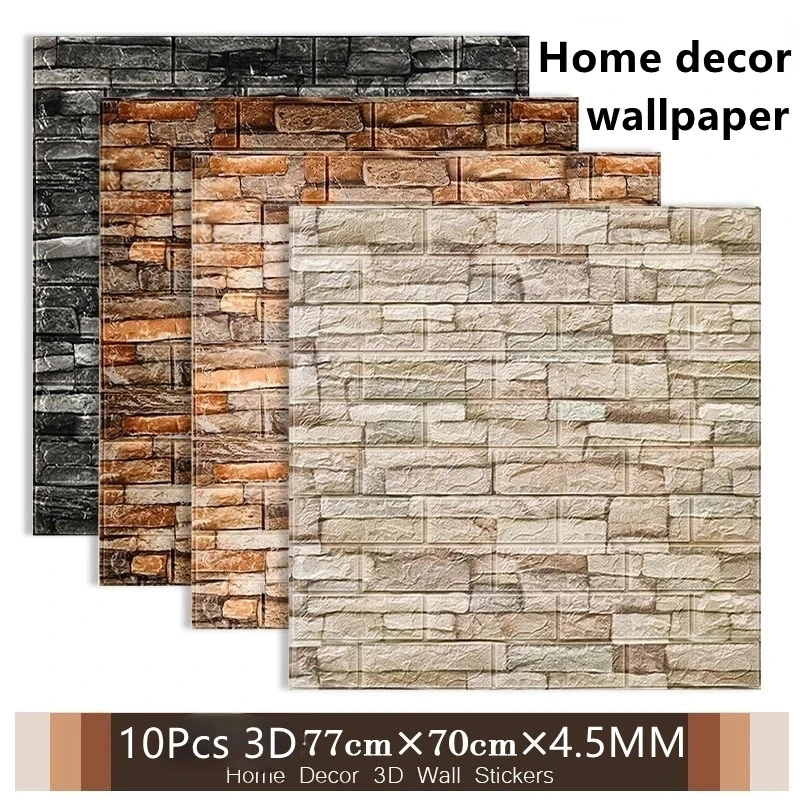 10Pcs Waterproof Moisture Proof Wall Self-adhesive Brick Wall Sticker Marble Pattern Pvc 3D Wallpaper for LivingRoom House Decor round hologram tamper proof sticker silver earth pattern warranty void seal genuine guarantee security label holographic sticker