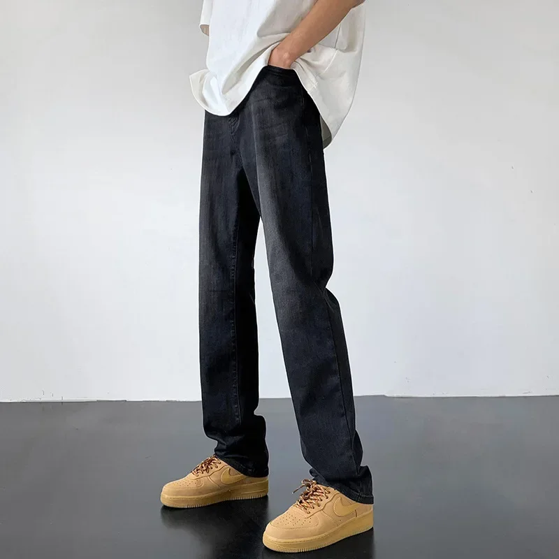 Denim retro straight leg casual pants streetwear joggers men clothing