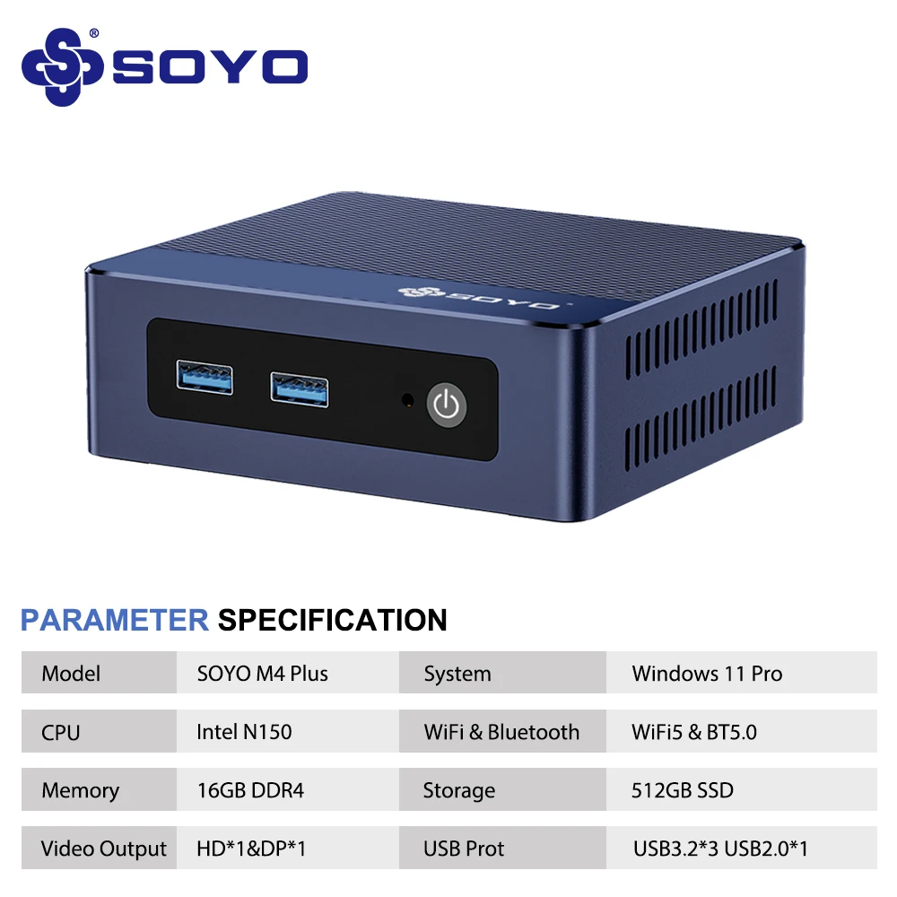 SOYO Mini PC M4 Plus Intel Twin Lake N150 CPU 8/16GB DDR4 256