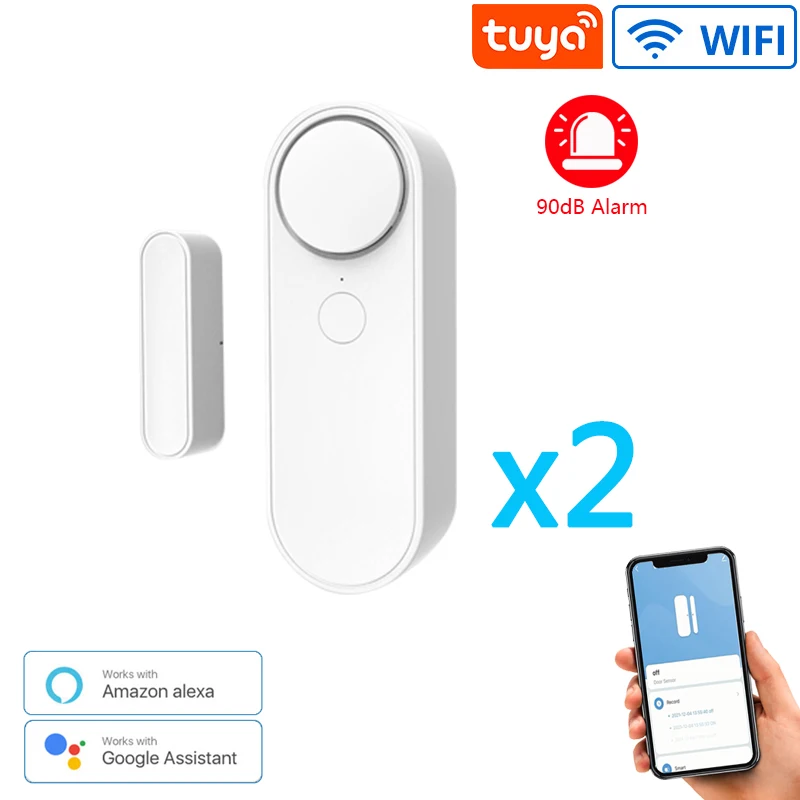 Tuya WiFi Door Sensor Smart Home Security Alarm System Independence Alert Scene 90dB Siren APP Reminder Function Easy Install 