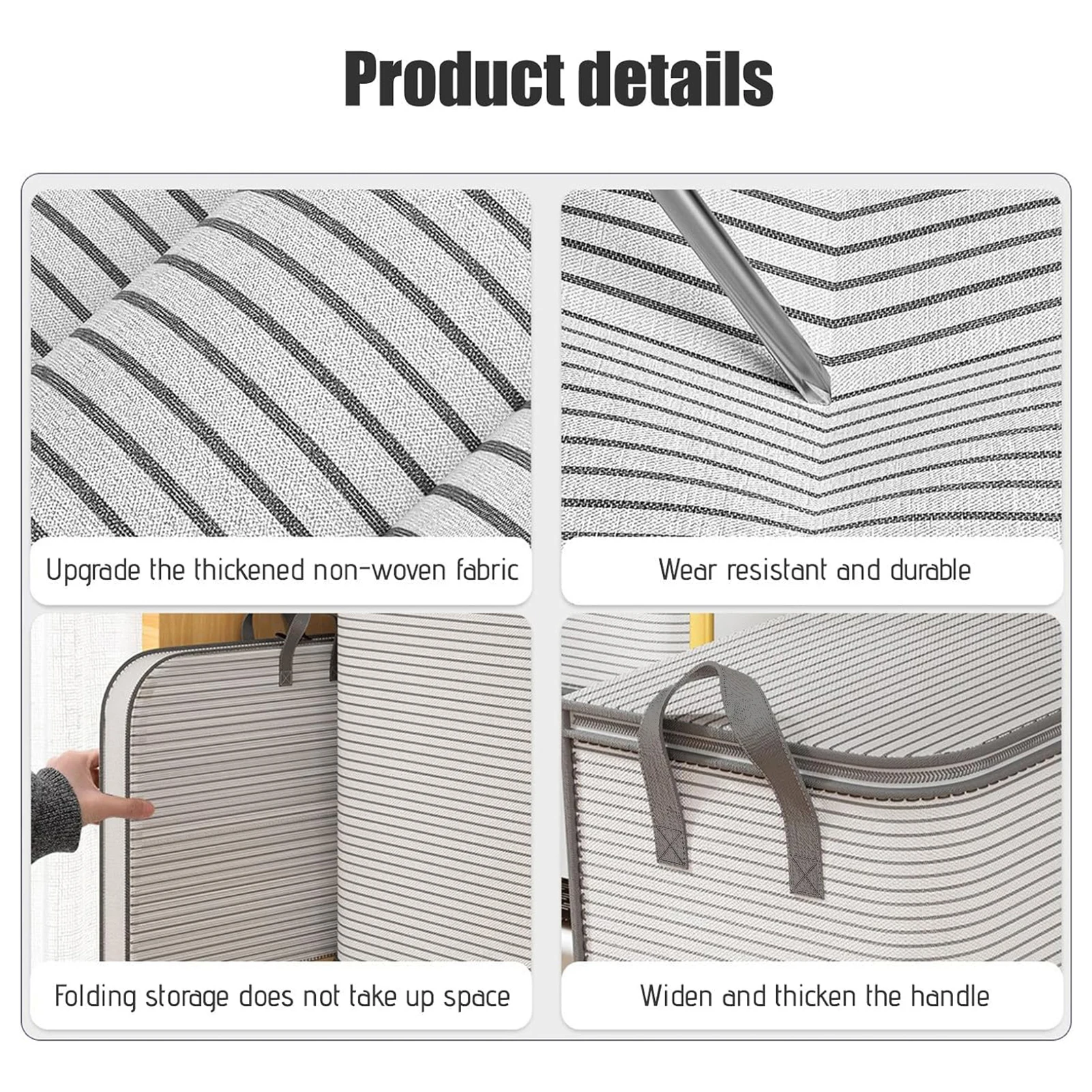 Foldable Clothes Storage Bag Non-Woven Clothing Organizer Reinforced Handle Bags Clothes Organization 3