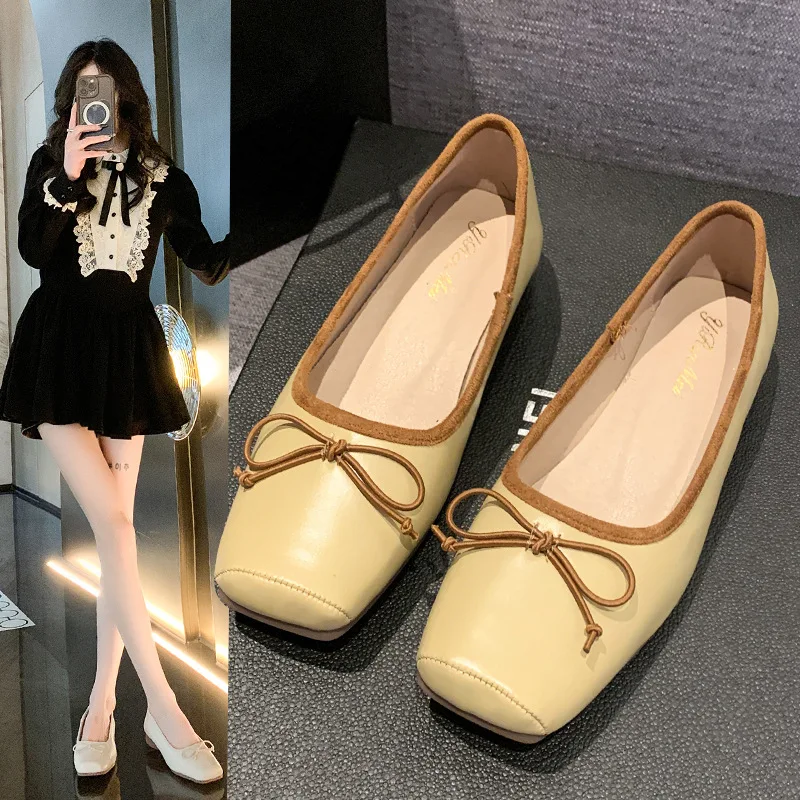 

Туфли-лодочки с бантом женские, элегантная обувь на низком каблуке, квадратный носок, повседневные кроссовки, Мокасины с закрытым носком, разные цвета