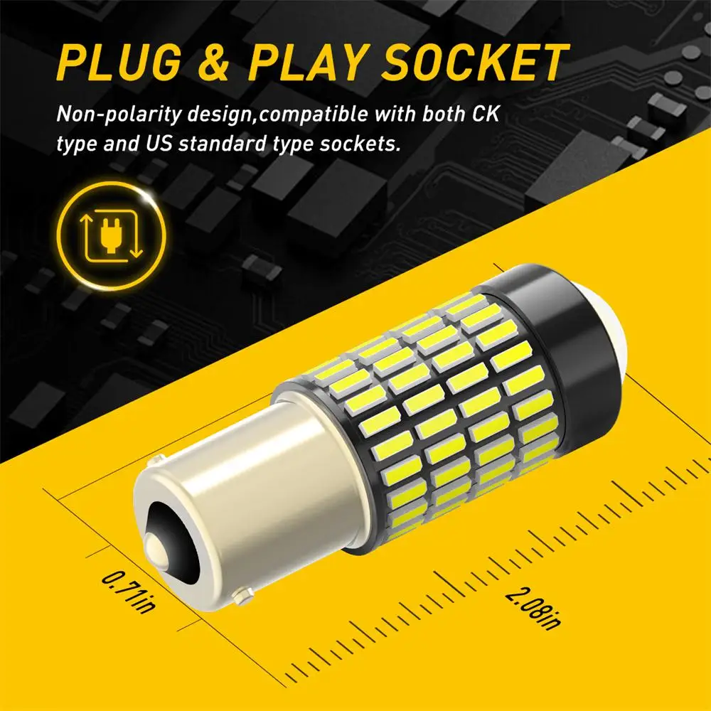 AUXITO 2Pcs 1156 P21W BA15S LED  6000K  ڵ ĸ   ְ    4014 SMD  Ʈ