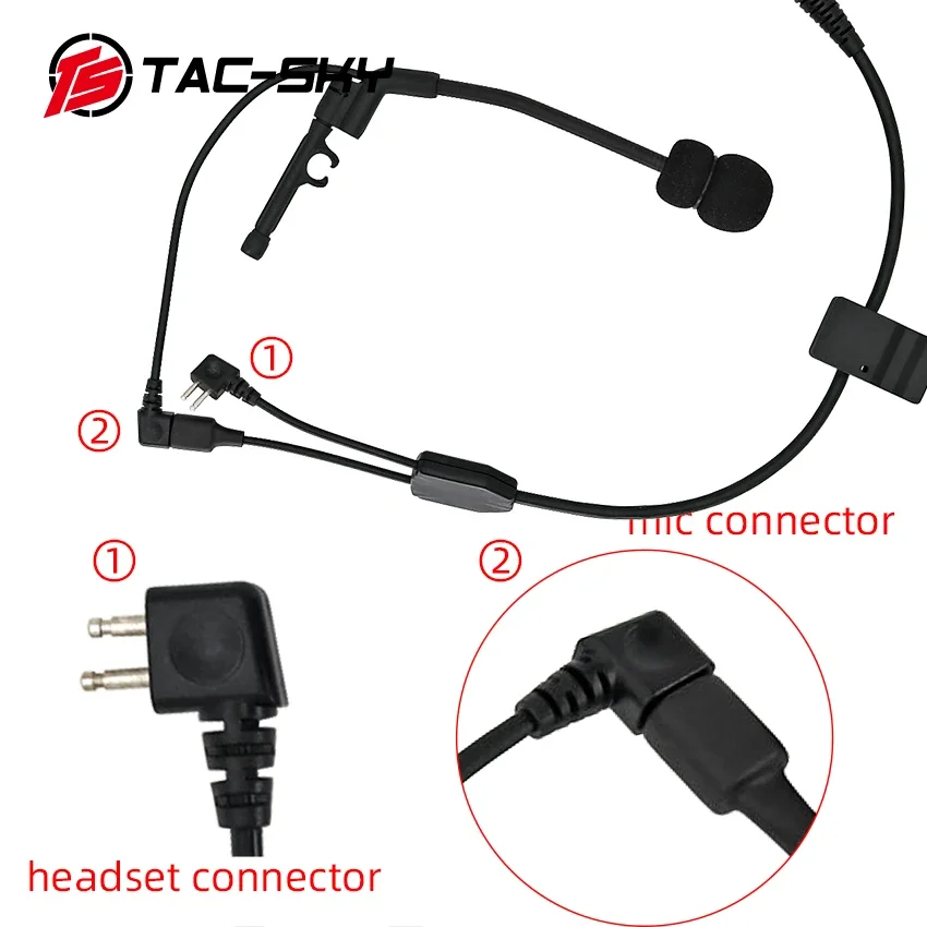 TS TAC-SKY Tactical Headset Accessory Y Cable with 6-Pin PTT Adapter Compatible with Comtac ii iii xpi v Headphones