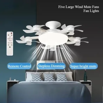 Ventilador de Techo Silencioso con Diseño de Dron, Luz LED de 3 Colores, Base E27, Control Remoto, Regulable, para Sala de Estar y Dormitorio 1