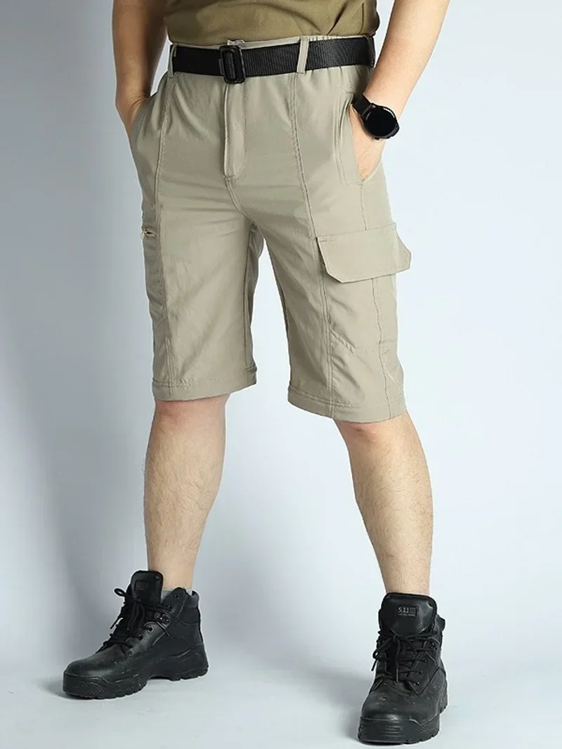 Two Ways Wearing Cargo Pants Quick Dry Tactical Pants Summer Working Trousers Multi Pockets Detachable Long Hiking Pants Outdoor 5
