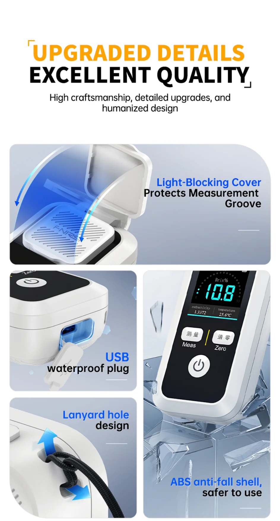 JBM-10 JBM-20 Digital Brix Refractometer Rechargeable Sugar Content Meter Measur