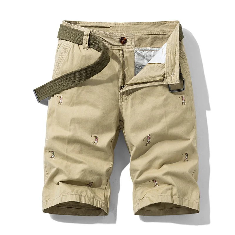2024 Summer New Cargo Shorts Men's Fashion Fashion Brand Embroidered Pants Loose Straight Casual All-Match Beach Shorts