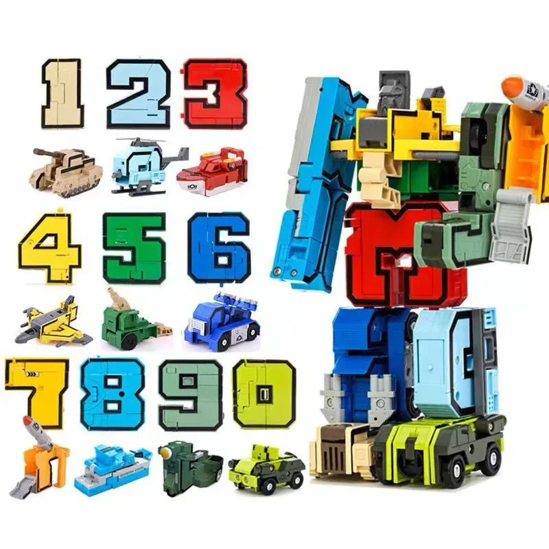 Robot Trasformabili, Action Figure, Modellini di Auto, Numeri, Lettere, Alfabeto, Matematica, Giocattoli Educativi per Bambini - immagine 4