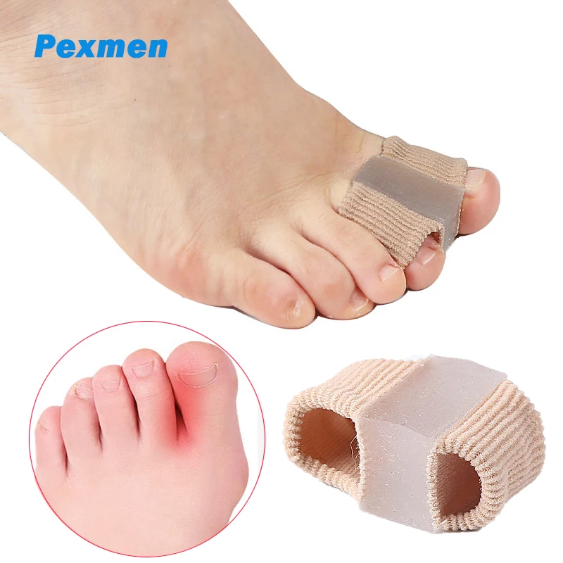 Pexmen 1/2Pcs Toe Separator Spacers 2 Loops Fabric Bunion Corrector with Gel Lining for Bunion Pain Relief and Overlapping Toe pexmen 2pcs gel bunion corrector and toe separator spacers and straightener orthotics for overlapping toes bunion pain relief