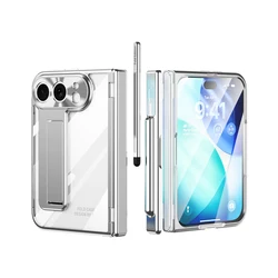 DuoElectroplated Magnetic Hinge Phone Case with Front Glass and Lens Protection - Shockproof Cover for iPhone Duo (Silver)