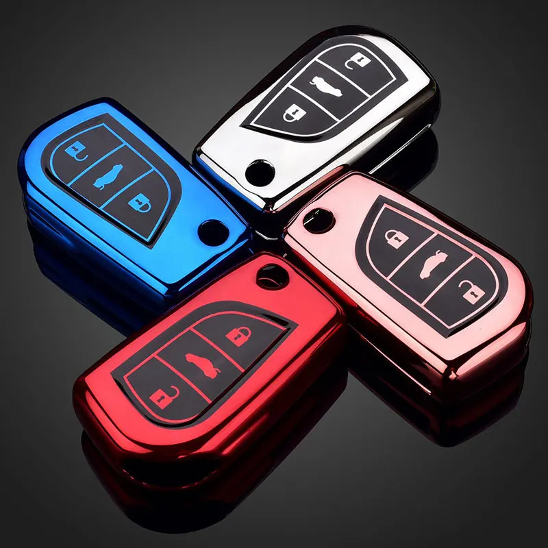 

Car Remote Key Case Cover Protective Shell Key chain TPU for Toyota RAV4 Camry levin Corolla Highlander Crown Key decoration