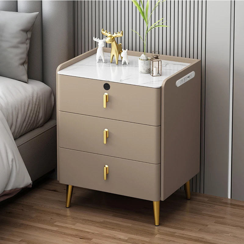 

Outlet Modern Small Nightstand Usb Charger Safe Nordic White Smart Nightstand Mobile Side Fingerprint Mesa De Noche Furniture