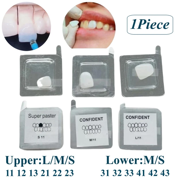 1Pc Dental Composite Porcelain Veneer Whitening Front Teeth Upper Lower Veneers Bright White Dentistry Restoration Materials